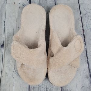 VIONIC | Relax plush adjustable slipon open toe comfort slippers